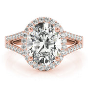 Sculpted Color Rings Oval Diamond Engagement Ring in 10K/14K gold and platinum with certified lab-grown or natural diamonds