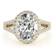 Sculpted Color Rings Oval Diamond Engagement Ring in 10K/14K gold and platinum with certified lab-grown or natural diamonds
