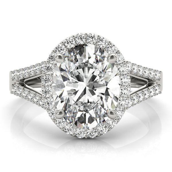 Sculpted Color Rings Oval Diamond Engagement Ring in 10K/14K gold and platinum with certified lab-grown or natural diamonds