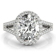 Sculpted Color Rings Oval Diamond Engagement Ring in 10K/14K gold and platinum with certified lab-grown or natural diamonds