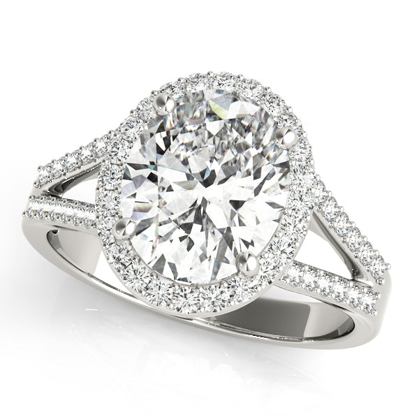 Sculpted Color Rings Oval Diamond Engagement Ring in 10K/14K gold and platinum with certified lab-grown or natural diamonds