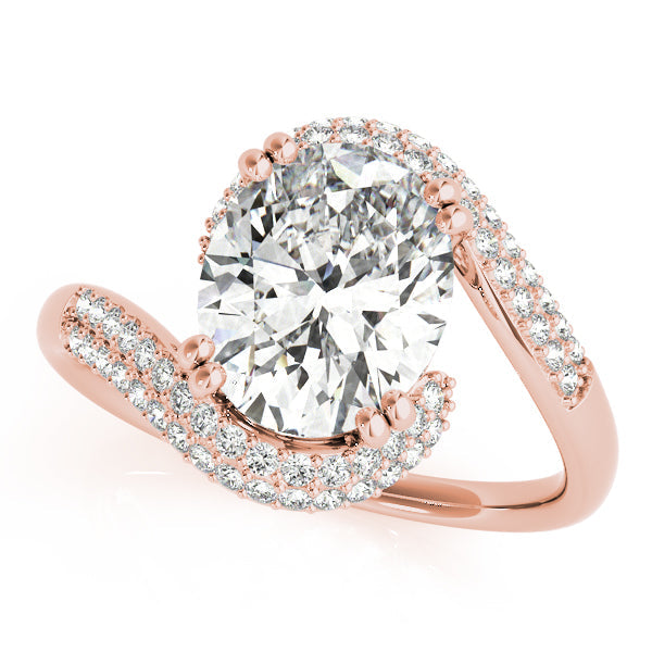 Romantic 10x8 Oval Diamond Engagement Ring in 10K/14K gold and platinum with certified lab-grown or natural diamonds