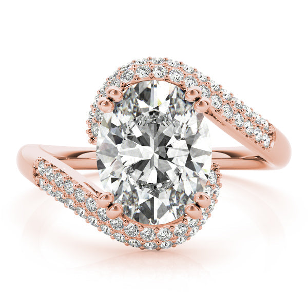 Romantic 10x8 Oval Diamond Engagement Ring in 10K/14K gold and platinum with certified lab-grown or natural diamonds