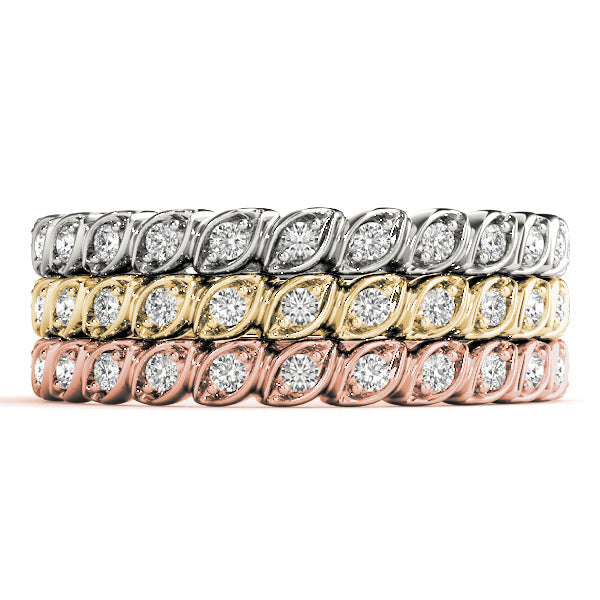 Prong Set Half Eternity Ring in Gold & Platinum