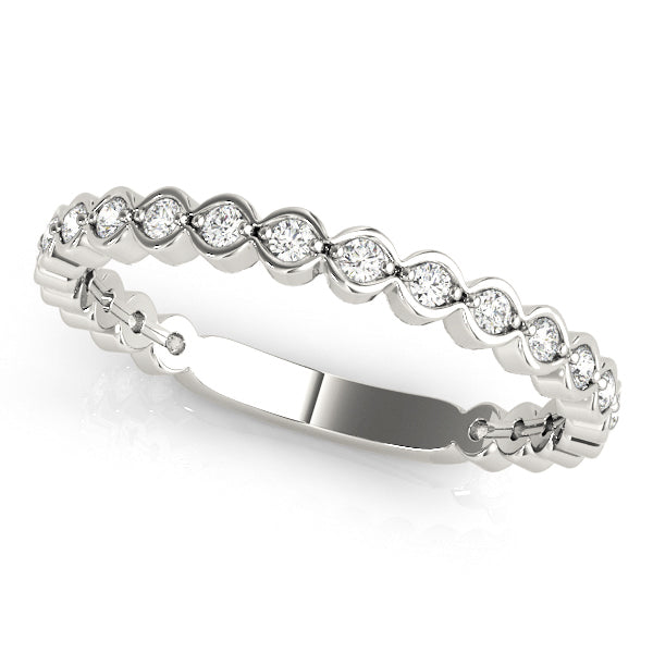 Scalloped Stackable Bezel Set Half Eternity Ring in Gold & Platinum