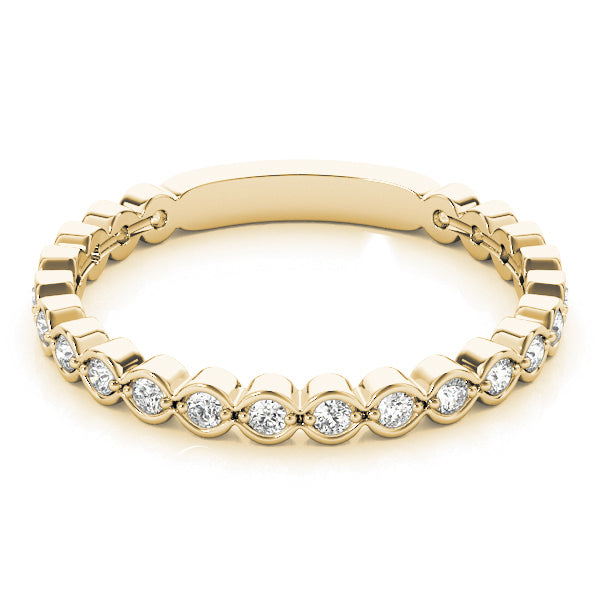 Scalloped Stackable Bezel Set Half Eternity Ring in Gold & Platinum