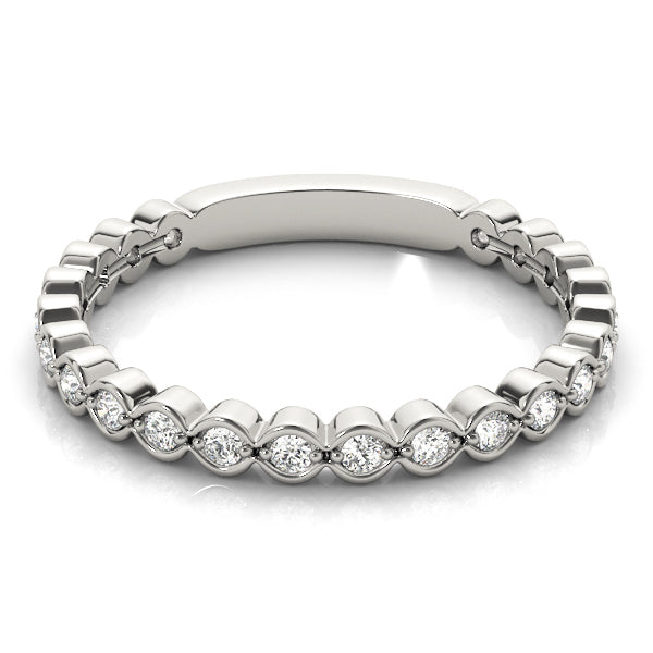 Scalloped Stackable Bezel Set Half Eternity Ring in Gold & Platinum