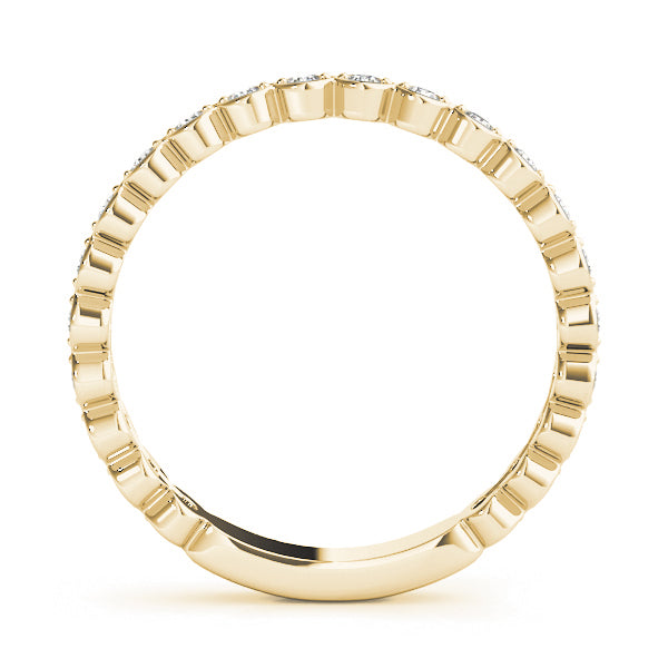 Scalloped Stackable Bezel Set Half Eternity Ring in Gold & Platinum