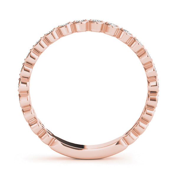 Scalloped Stackable Bezel Set Half Eternity Ring in Gold & Platinum