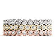 Scalloped Stackable Bezel Set Half Eternity Ring in Gold & Platinum