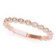 Marquise Shaped Milgrain Stackable Half Eternity Ring in Gold & Platinum