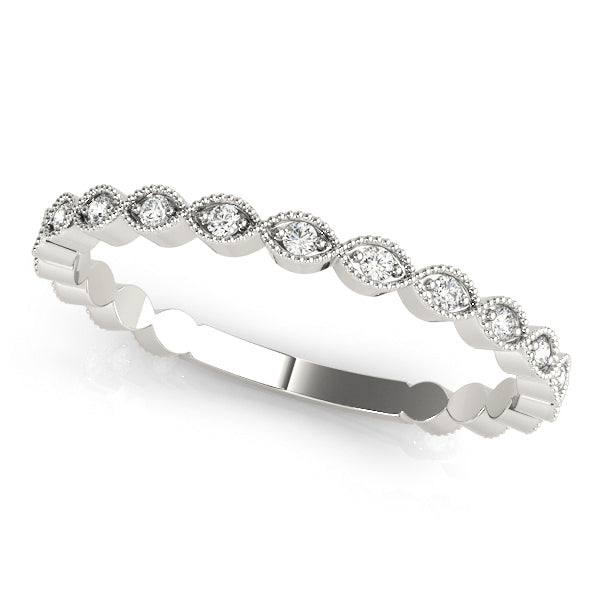 Marquise Shaped Milgrain Stackable Half Eternity Ring in Gold & Platinum