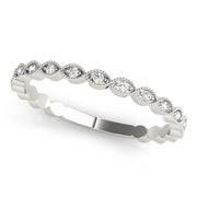 Marquise Shaped Milgrain Stackable Half Eternity Ring in Gold & Platinum