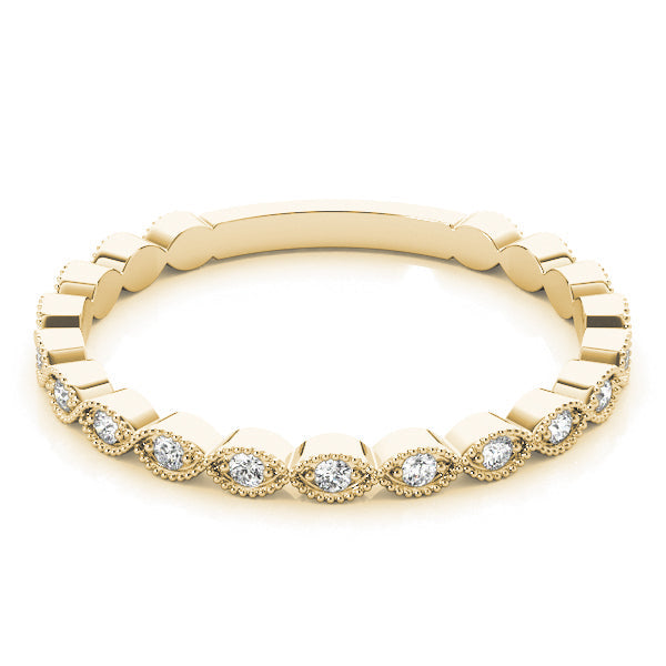 Marquise Shaped Milgrain Stackable Half Eternity Ring in Gold & Platinum