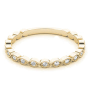 Marquise Shaped Milgrain Stackable Half Eternity Ring in Gold & Platinum