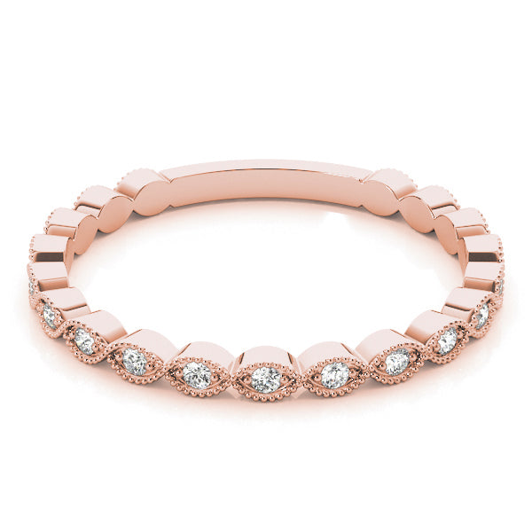 Marquise Shaped Milgrain Stackable Half Eternity Ring in Gold & Platinum