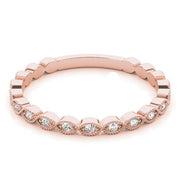 Marquise Shaped Milgrain Stackable Half Eternity Ring in Gold & Platinum
