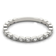 Marquise Shaped Milgrain Stackable Half Eternity Ring in Gold & Platinum