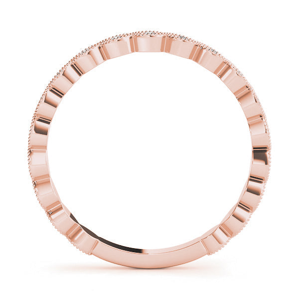Marquise Shaped Milgrain Stackable Half Eternity Ring in Gold & Platinum
