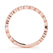 Marquise Shaped Milgrain Stackable Half Eternity Ring in Gold & Platinum