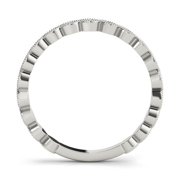 Marquise Shaped Milgrain Stackable Half Eternity Ring in Gold & Platinum
