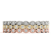 Marquise Shaped Milgrain Stackable Half Eternity Ring in Gold & Platinum