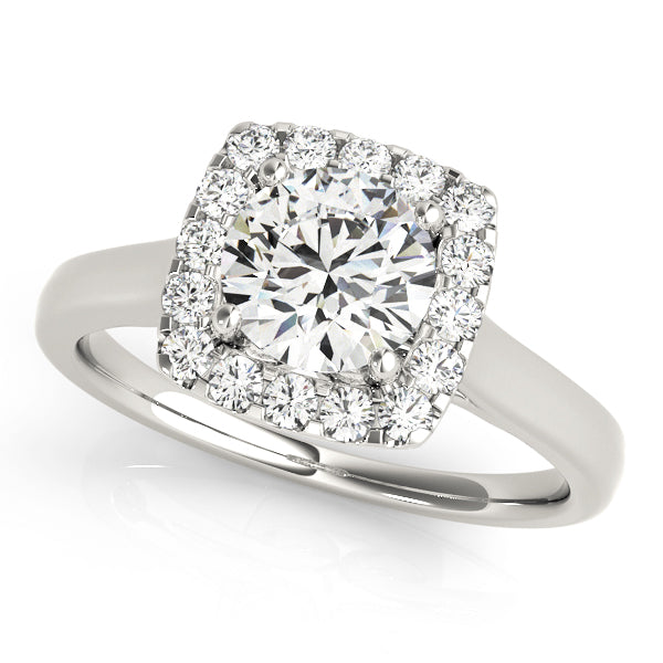 Timeless Halo Round Diamond Engagement Ring in 10K/14K gold and platinum with certified lab-grown or natural diamonds