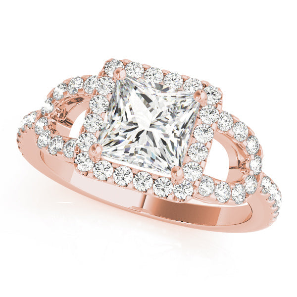 Vintage-Inspired Halo Princess Diamond Engagement Ring in 10K/14K gold and platinum with certified lab-grown or natural diamonds