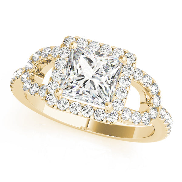 Vintage-Inspired Halo Princess Diamond Engagement Ring in 10K/14K gold and platinum with certified lab-grown or natural diamonds