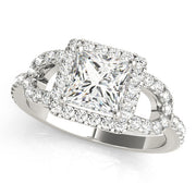 Vintage-Inspired Halo Princess Diamond Engagement Ring in 10K/14K gold and platinum with certified lab-grown or natural diamonds