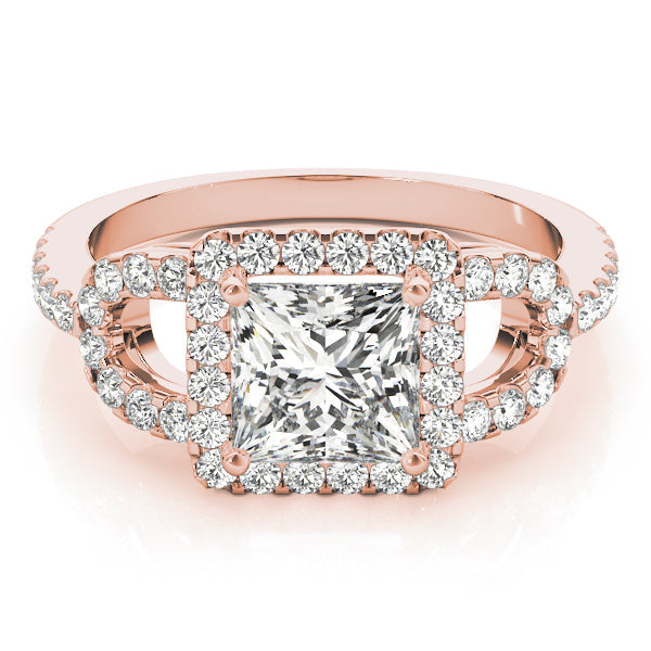 Vintage-Inspired Halo Princess Diamond Engagement Ring in 10K/14K gold and platinum with certified lab-grown or natural diamonds