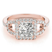 Vintage-Inspired Halo Princess Diamond Engagement Ring in 10K/14K gold and platinum with certified lab-grown or natural diamonds
