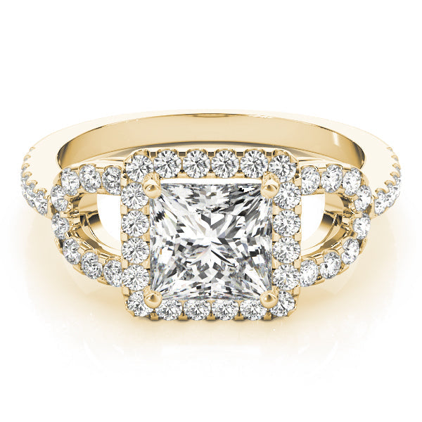 Vintage-Inspired Halo Princess Diamond Engagement Ring in 10K/14K gold and platinum with certified lab-grown or natural diamonds