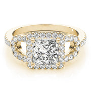 Vintage-Inspired Halo Princess Diamond Engagement Ring in 10K/14K gold and platinum with certified lab-grown or natural diamonds
