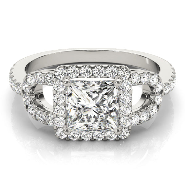 Vintage-Inspired Halo Princess Diamond Engagement Ring in 10K/14K gold and platinum with certified lab-grown or natural diamonds