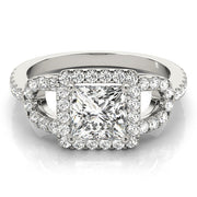 Vintage-Inspired Halo Princess Diamond Engagement Ring in 10K/14K gold and platinum with certified lab-grown or natural diamonds