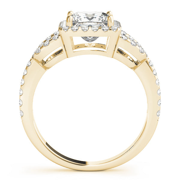 Vintage-Inspired Halo Princess Diamond Engagement Ring in 10K/14K gold and platinum with certified lab-grown or natural diamonds