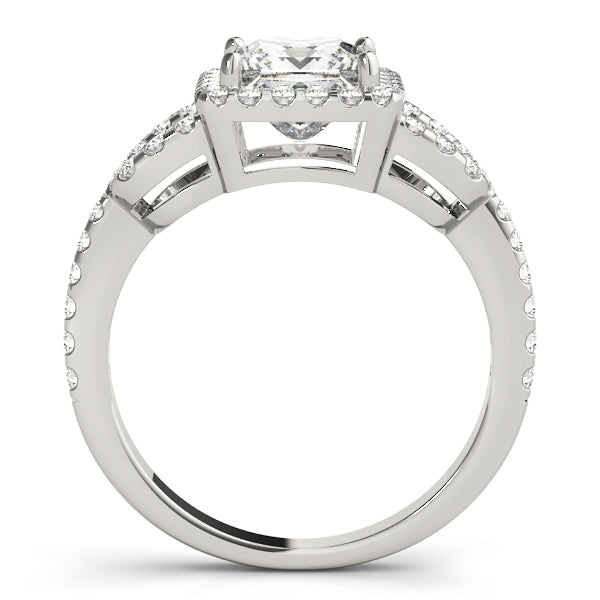 Vintage-Inspired Halo Princess Diamond Engagement Ring in 10K/14K gold and platinum with certified lab-grown or natural diamonds