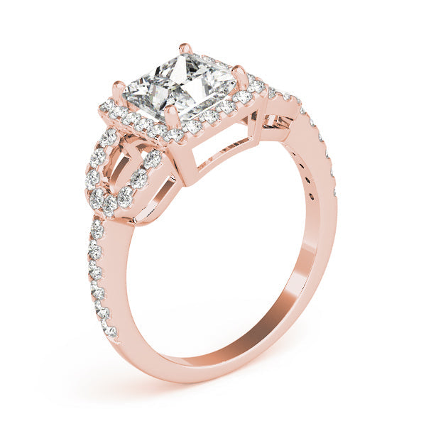 Vintage-Inspired Halo Princess Diamond Engagement Ring in 10K/14K gold and platinum with certified lab-grown or natural diamonds