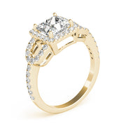 Vintage-Inspired Halo Princess Diamond Engagement Ring in 10K/14K gold and platinum with certified lab-grown or natural diamonds