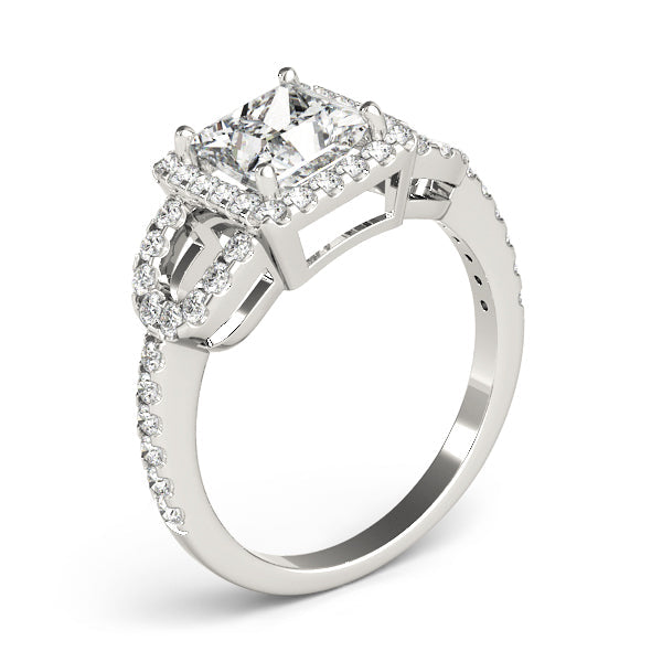 Vintage-Inspired Halo Princess Diamond Engagement Ring in 10K/14K gold and platinum with certified lab-grown or natural diamonds