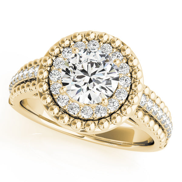 Heirloom Halo Round Diamond Engagement Ring in 10K/14K gold and platinum with certified lab-grown or natural diamonds