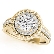 Heirloom Halo Round Diamond Engagement Ring in 10K/14K gold and platinum with certified lab-grown or natural diamonds
