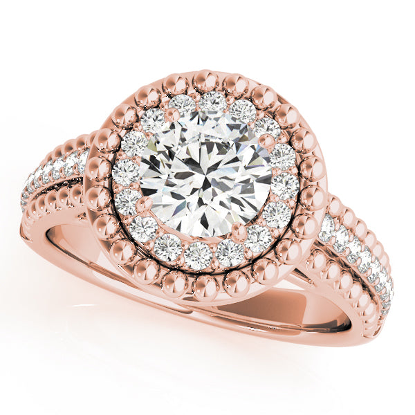 Heirloom Halo Round Diamond Engagement Ring in 10K/14K gold and platinum with certified lab-grown or natural diamonds
