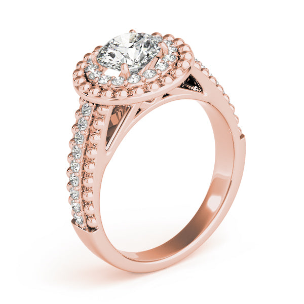 Heirloom Halo Round Diamond Engagement Ring in 10K/14K gold and platinum with certified lab-grown or natural diamonds