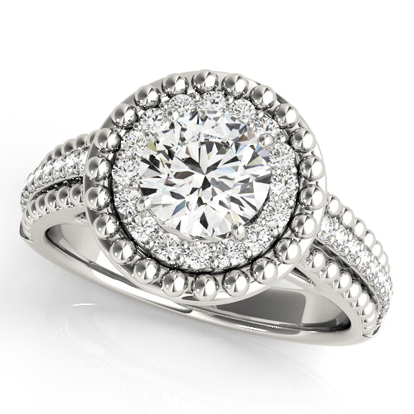 Heirloom Halo Round Diamond Engagement Ring in 10K/14K gold and platinum with certified lab-grown or natural diamonds