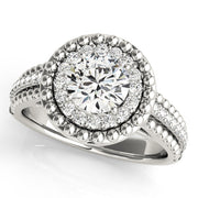 Heirloom Halo Round Diamond Engagement Ring in 10K/14K gold and platinum with certified lab-grown or natural diamonds
