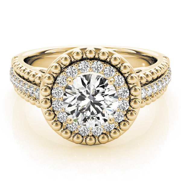 Heirloom Halo Round Diamond Engagement Ring in 10K/14K gold and platinum with certified lab-grown or natural diamonds