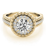 Heirloom Halo Round Diamond Engagement Ring in 10K/14K gold and platinum with certified lab-grown or natural diamonds