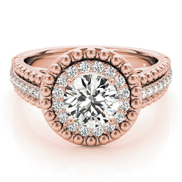 Heirloom Halo Round Diamond Engagement Ring in 10K/14K gold and platinum with certified lab-grown or natural diamonds